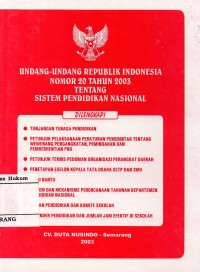 Image of UNDANG-UNDANG REPUBLIK INDONESIA NOMOR 20 TAHUN 2003 TENTANG SISTEM PENDIDIKAN NASIONAL