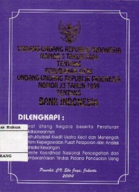 UNDANG-UNDANG REPUBLIK INDONESIA NOMOR 3 TAHUN 2004 TENTANG PERUBAHAN ATAS UNDANG-UNDANG REPUBLIK INDONESIA NOMOR 23 TAHUN 1999 TENTANG BANK INDONESIA