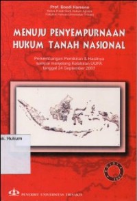 Image of MENUJU PENYEMPURNAAN HUKUM TANAH NASIONAL